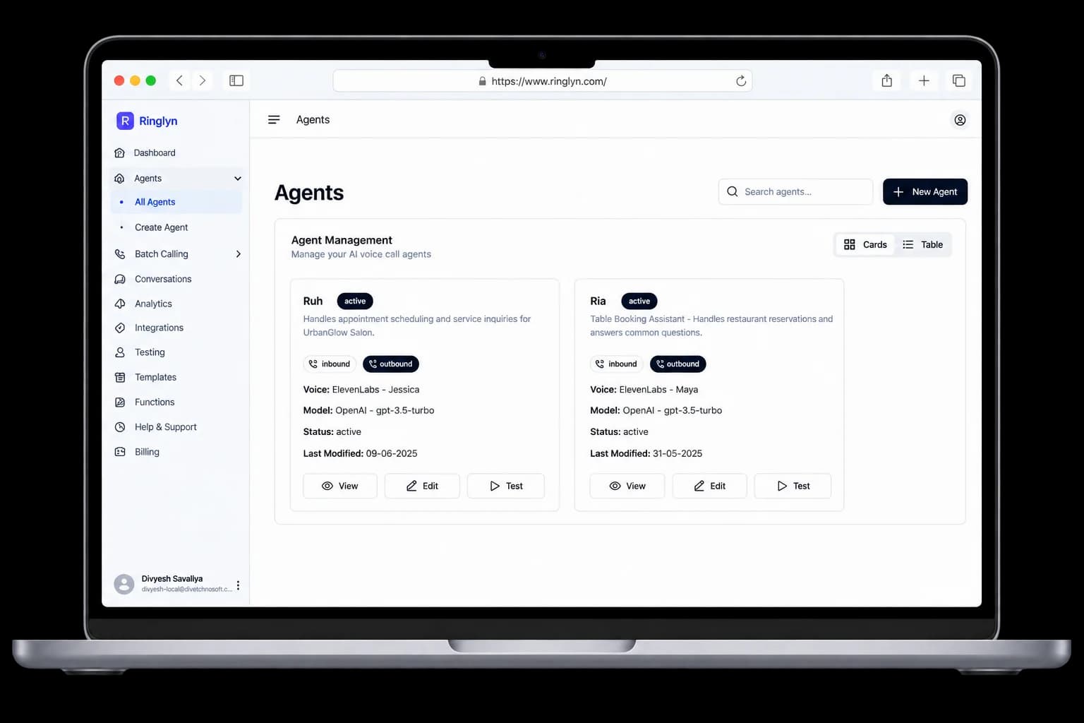 Ringlyn voice agent platform